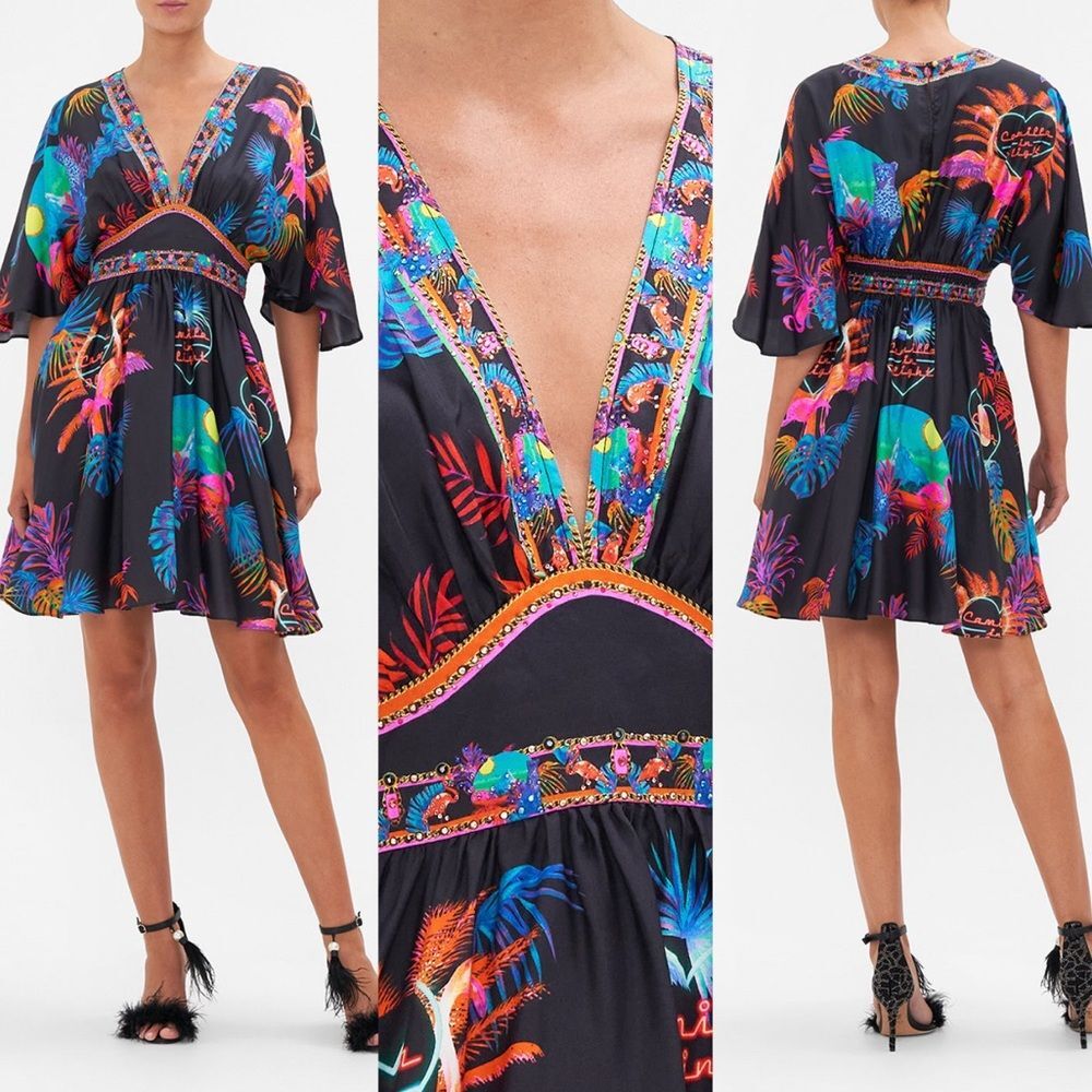 Camilla Short Waisted Dress in Naughty Neon Size XS Retail $699